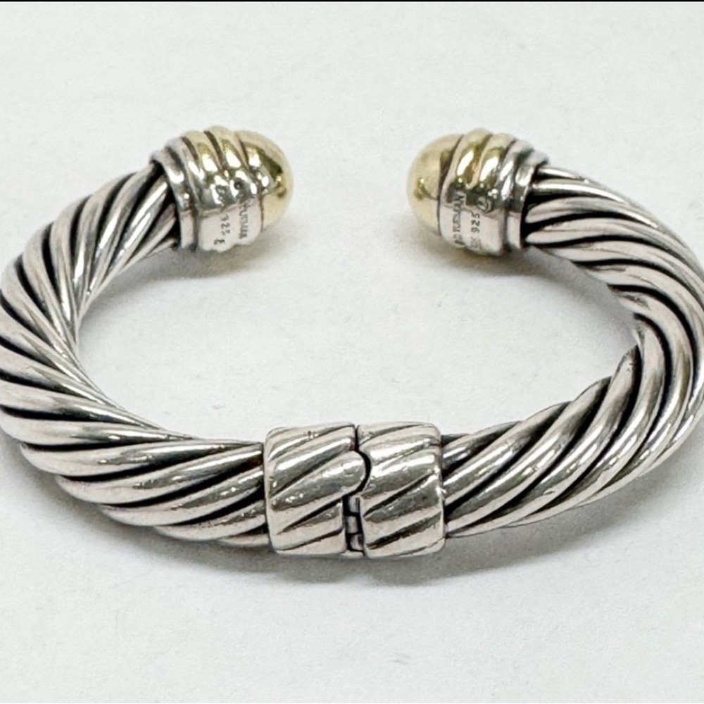 David Yurman Dome Cuff Silver and Gold Bracelet - Picture 4 of 10